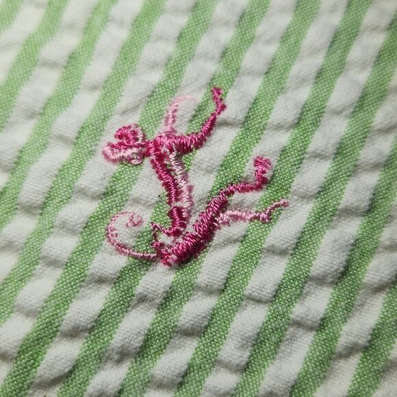 🔹️Details by Buschwacker Green Seersucker w/Pink Monkeys Capri Pants Size 8 - Picture 8 of 10